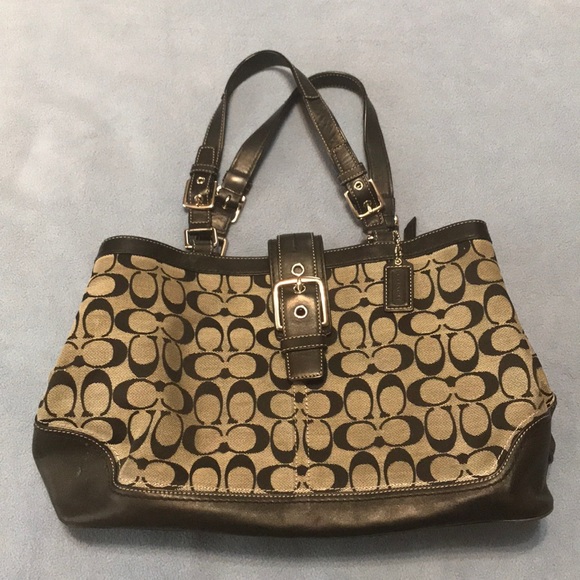 Coach Handbags - Medium size Black and Grey Coach Satchel